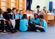 Французские школьники из города-побратима Рюэй-Мальмезона. В рамках визита между российскими и французскими школьниками прошел матч по волейболу и баскетболу